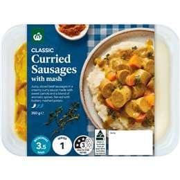 Woolworths Curried Sausages & Mash 350g