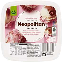 Woolworths Essentials Reduced Fat Ice Cream Neapolitan 2L