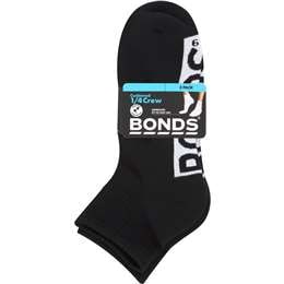 Bonds Mens Sport 1/4 Socks Size 6-10 Assorted 3 pack