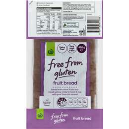 Woolworths Free From Gluten Fruit Bread Loaf 460g