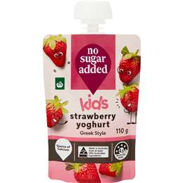 Woolworths No Added Sugar Greek Style Strawberry Yoghurt 110g