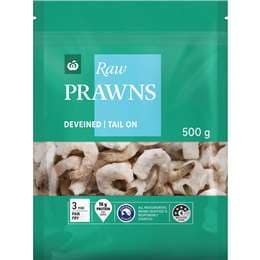Woolworths Raw Prawns Deveined Tail On 500g