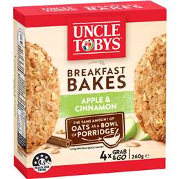 Uncle Tobys Oats Breakfast Bakes Cereal Bar Apple & Cinnamon 260g