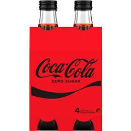 Coca-Cola Zero Sugar Glass Bottle 330mL x 4 pack