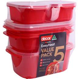 Decor Microsafe Microwavable Container Set 5 pack