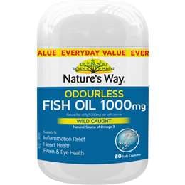 Nature's Way Odourless Fish Oil 1000mg Soft Capsules 80 pack