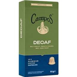 Campos Decaf Coffee Capsules Syrupy & Bold Blend 10 pack