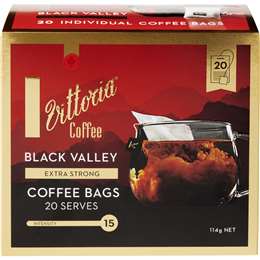 Vittoria Black Valley Coffee Bags Extra Strong 20 pack