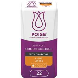 Poise Incontinence Liners Light With Charcoal 22 pack