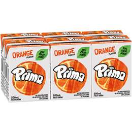 Prima Orange Fruit Drink Poppers 200mL x 6 pack