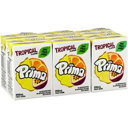 Prima Tropical Fruit Drink Poppers 200mL x 6 pack