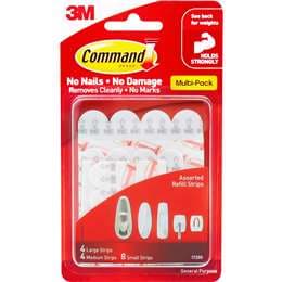 3M Command Assorted Replacement Refill Strips 16 pack