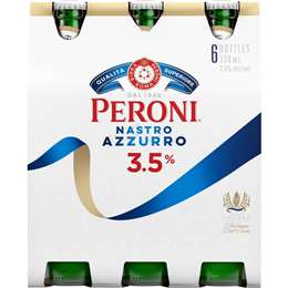 Peroni Nastro Azzurro 3.5% Bottles 330mL x 6 pack