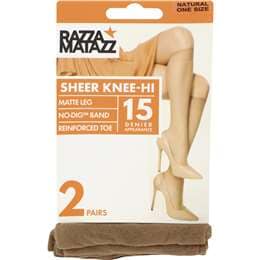 Razzamatazz Knee Hi Pantyhose Tan One Size 2 pack