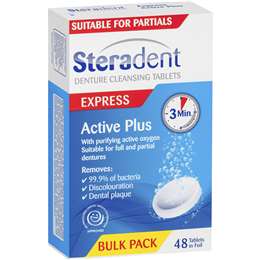 Steradent Denture Cleansing Tablets Active Plus 48 pack