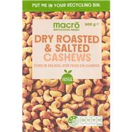Macro Dry Roasted & Salted Cashews Nuts 500g