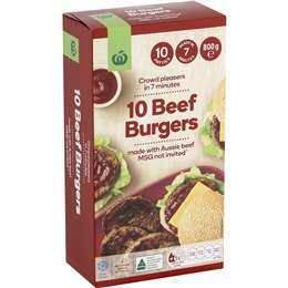 Woolworths Beef Burger Patties 10 pack
