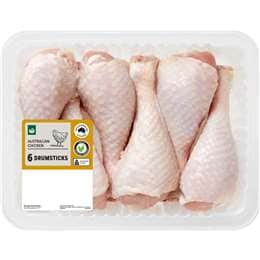 Woolworths 6 Pack RSPCA Approved Chicken Drumsticks 450g - 1.1kg