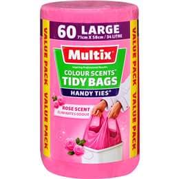 Multix Kitchen Tidy Bags Large Colour Scents Rose 60 pack