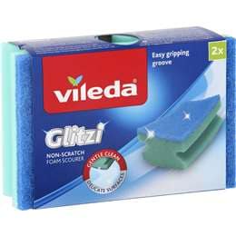 Vileda Glitzi Non Scratch Foam Sponge Scourer 2 pack