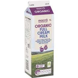 Macro Organic Full Cream Milk 1L