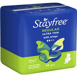 Stayfree Ultra Thin Regular Pads With Wings 14 pack