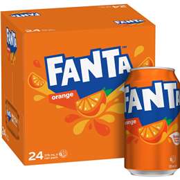 Fanta Orange Soft Drink Cans 375mL x 24 pack