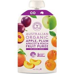 Australian Organic Food Co. Apple Plum Apricot & Peach Fruit Puree Pouch 120g