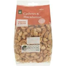 Woolworths Cashew & Macadamia Roasted & Salted 400g
