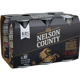 Nelson County Stallion Bourbon & Cola 6.0% Cans 375mL x 6 pack