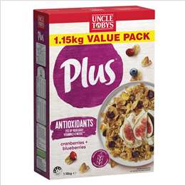 Uncle Tobys Plus Cranberries & Blueberries Breakfast Cereal 1.15kg