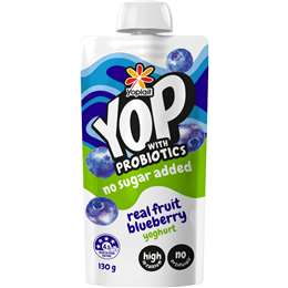 Yoplait YOP Yoghurt With Probiotics No Sugar Added Blueberry Pouch 130g