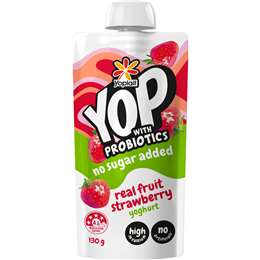 Yoplait YOP Yoghurt With Probiotics No Sugar Added Strawberry Pouch 130g