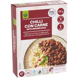 Woolworths Chilli Con Carne With Brown Rice 375g