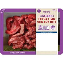 Macro Organic Australian Extra Lean Stir Fry Beef 450g