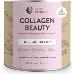 Nutra Naturals Collagen Beauty Skin Hair Nails Gut Unflavoured 240g