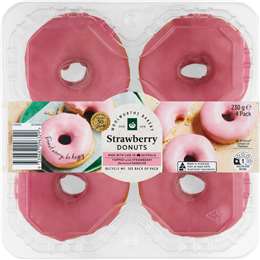 Woolworths Strawberry Iced Donuts 4 pack