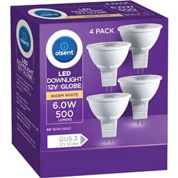 Olsent LED Downlight Globe Gu5.3 6.0W 500Lm Warm White 4 pack