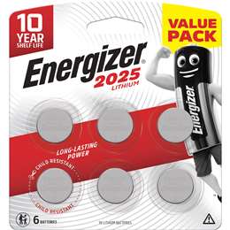 Energizer 2025 CR2025 Lithium Coin Battery 6 pack