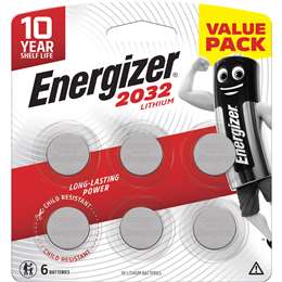 Energizer 2032 CR2032 Lithium Coin Battery 6 pack
