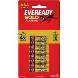 Eveready Gold AAA Alkaline Batteries 8 pack