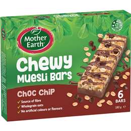 Mother Earth Chewy Muesli Bars Choc Chip 180g