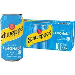 Schweppes Lemonade Soft Drink Cans 375mL x 10 pack