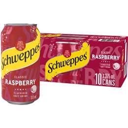 Schweppes Traditional Raspberry Soft Drink Cans 375mL x 10 pack