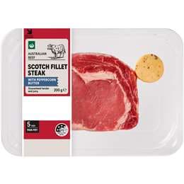 Woolworths Beef Scotch Fillet Steak With Peppercorn Butter 200g