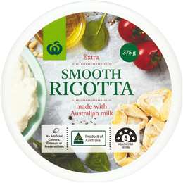 Woolworths Ricotta Cheese Smooth 375g