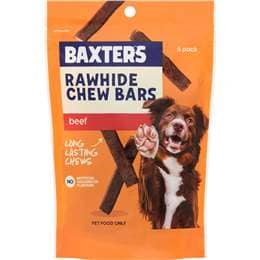 Baxter's Dog Treat Rawhide Chew Bars Beef 5 pack