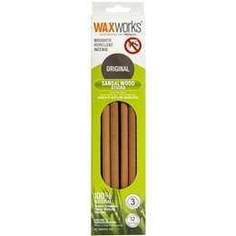 Waxworks Sandalwood Mozzie Sticks With Eucalyptus & Citronella 12 pack