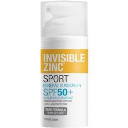 Invisible Zinc SPF 50+ Sport Mineral Sunscreen Cream 100g