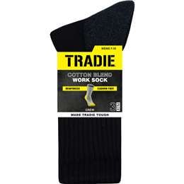 Tradie Mens Work Socks Black 7/10 3 pack